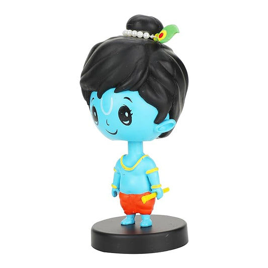 HKS Lord Shri Krishna Bobblehead: Divine Toy for Kids, Exquisite Home Décor Accent, Car Dashboard Companion, Office Table Amulet - Festive God Statue for Diwali & Birthdays - Ideal Gift for Kids, Family, and Friends